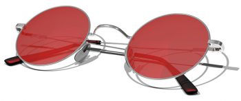 Silver sunglasses with red lenses isolated on a white background