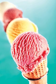 Selective focus view on ice cream cones